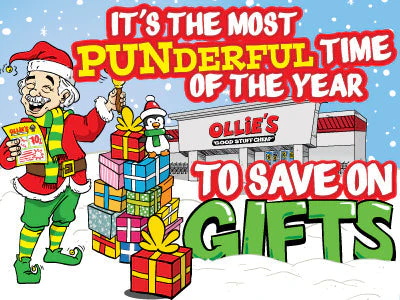 Ollie singing "It's the most punderful time of the year to save on gifts"