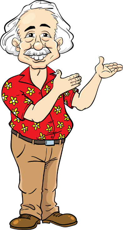 Ollie standing with his hands pointed to the right