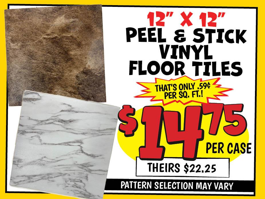 12”x12” Peel & Stick Vinyl Floor Tiles
