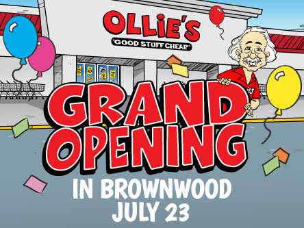 Ollie's Grand Opening celebration in Brownwood with balloons and excitement on July 23