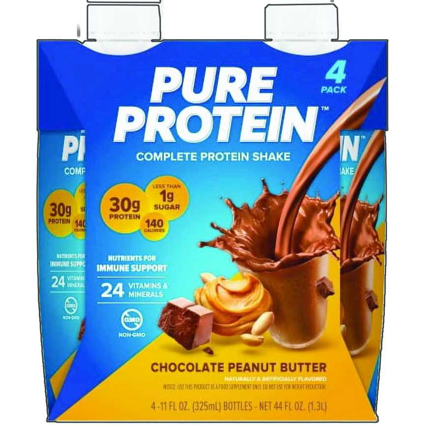 Pure Protein Chocolate Peanut Butter Protein Shakes 4 pk.