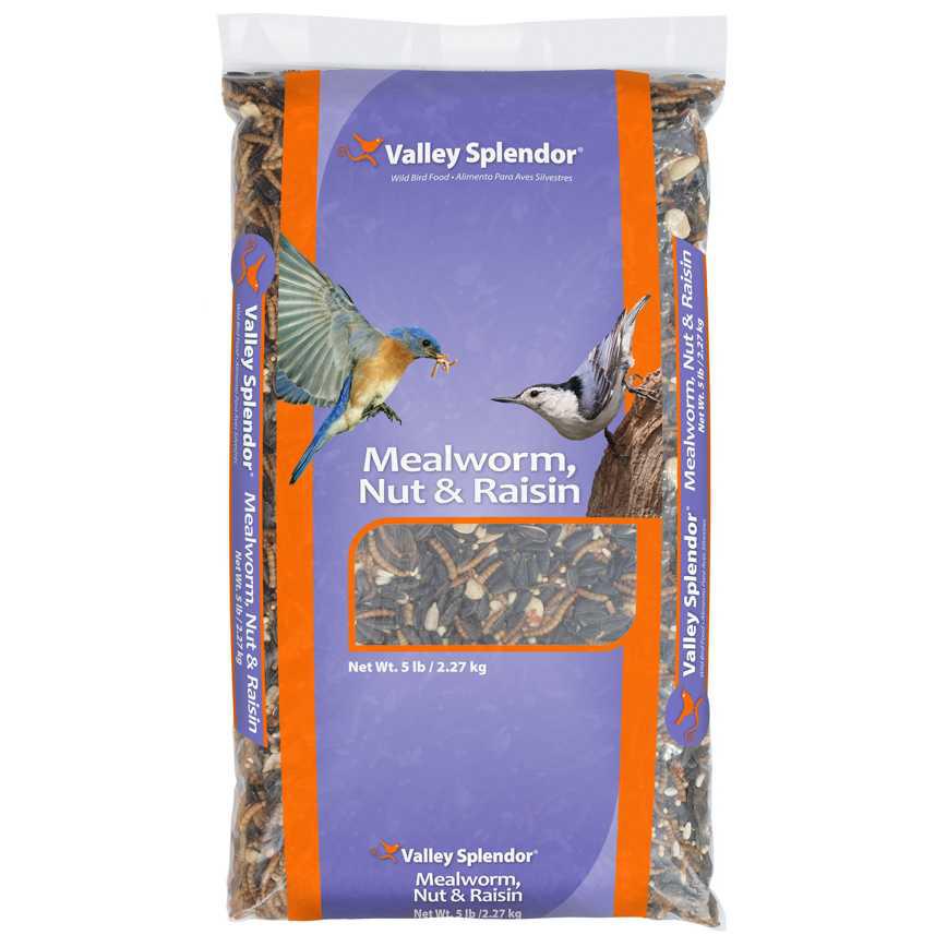 Valley Splendor Mealworm, Nut &amp; Raisin Birdseed 5 lb. Bag