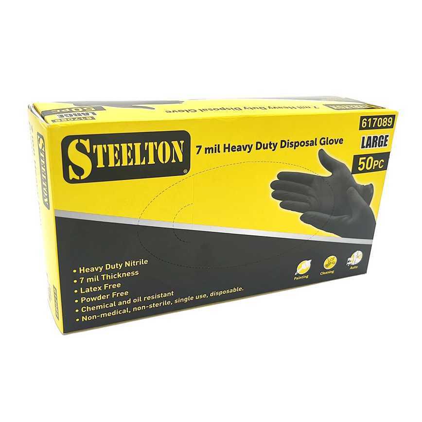 Steelton 7 Mil. Heavy Duty Disposal Gloves Large 50 ct.