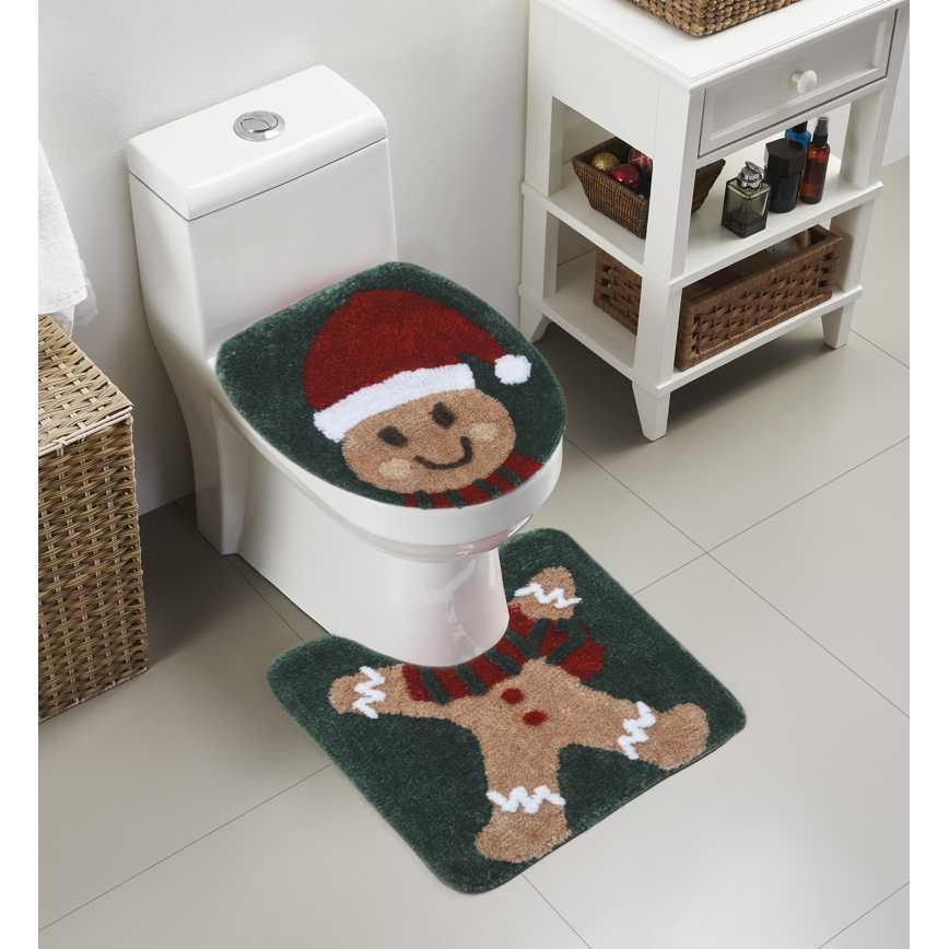 Holiday Bath Rug & Toilet Lid Cover Set