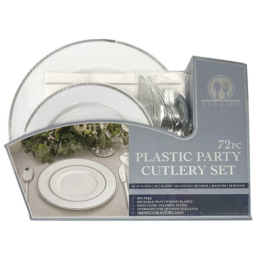 Wine & Dine Plastic Party Cutlery Set 72 Pc.