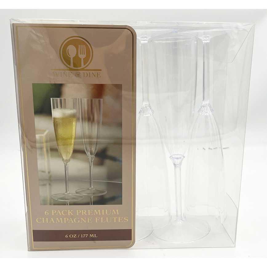 Plastic Champagne Flutes 6 pk.