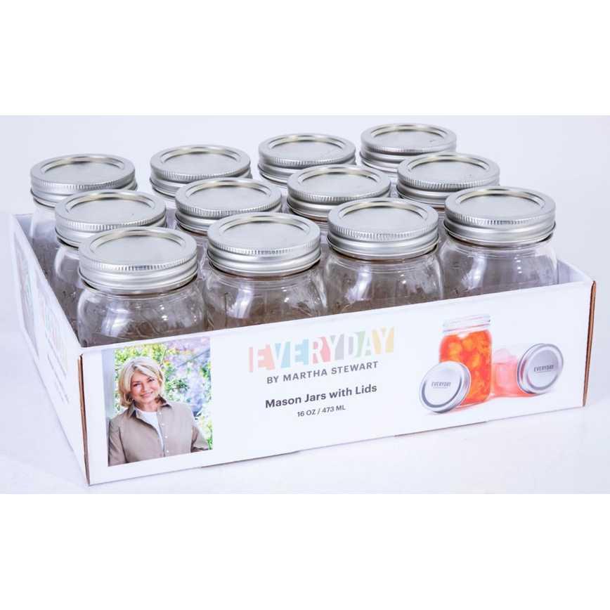 Everyday by Martha Stewart Mason Jars with Lids 12 pk. 16 oz