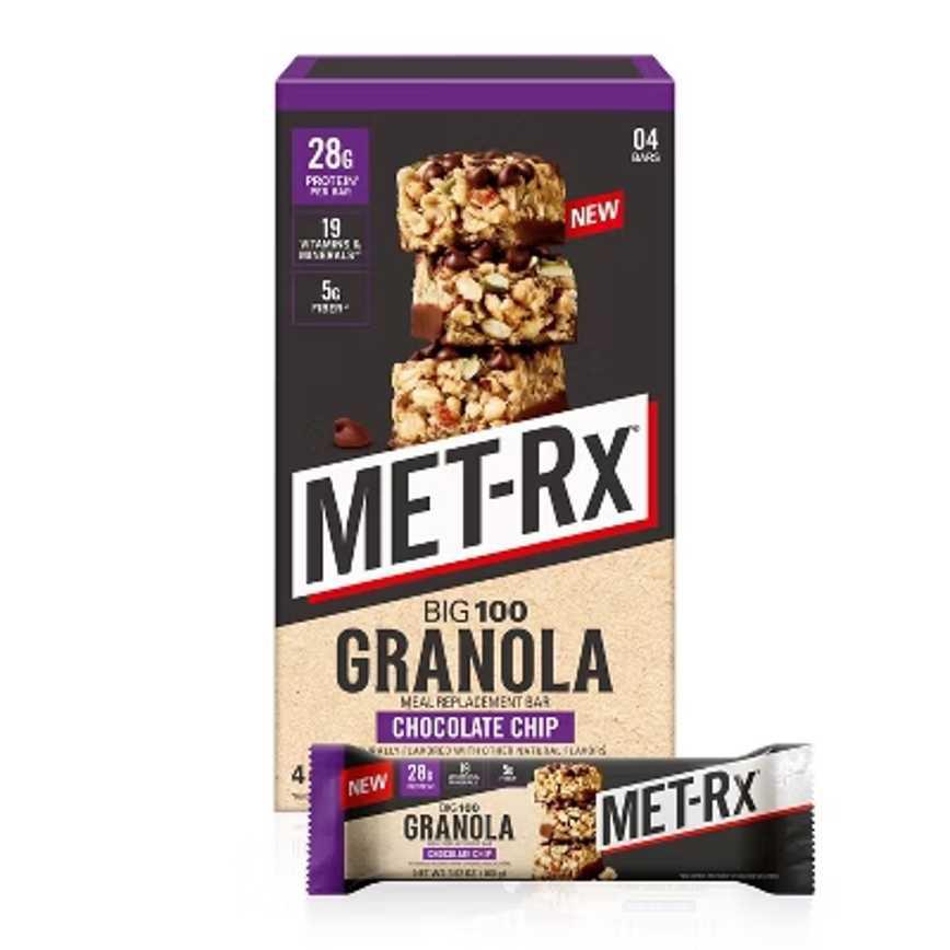 Met-RX Big 100 Granola Meal Replacement Bar Chocolate Chip 4 pk.