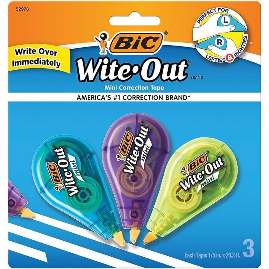 Bic Wite Out Mini Correction Tape 3 pk.