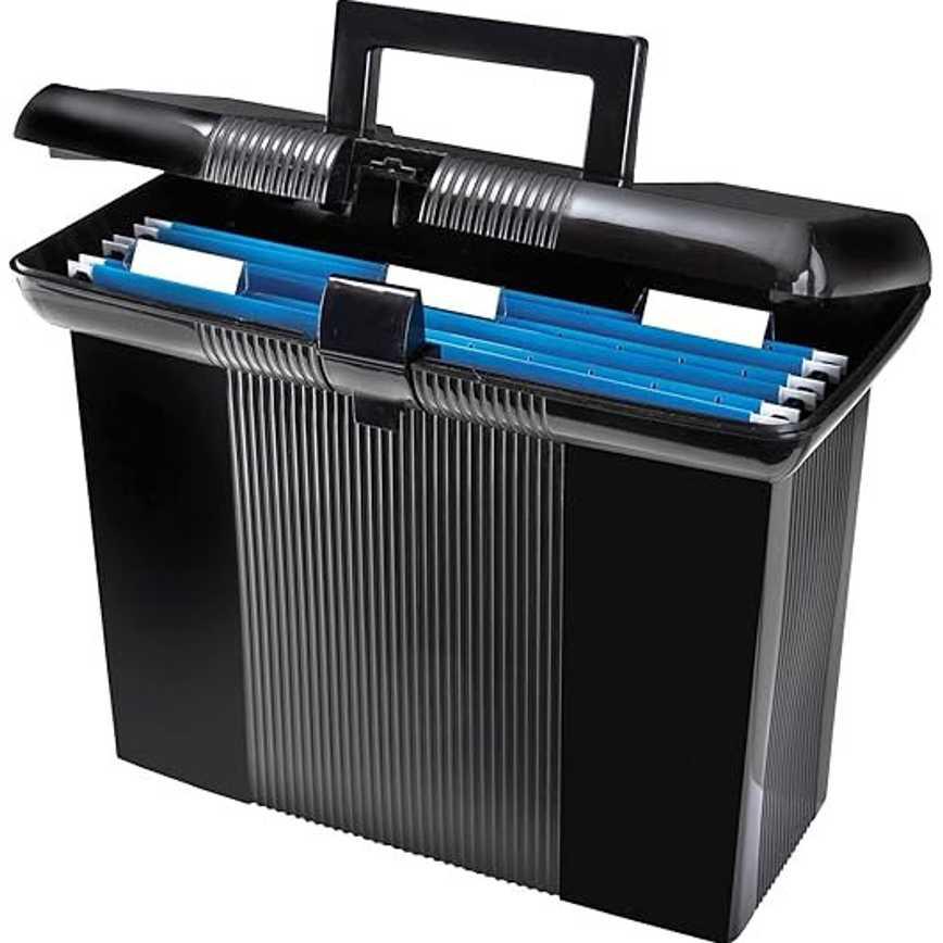Pendaflex Portable File Box Black 11" H x 14" W x 6.5" D