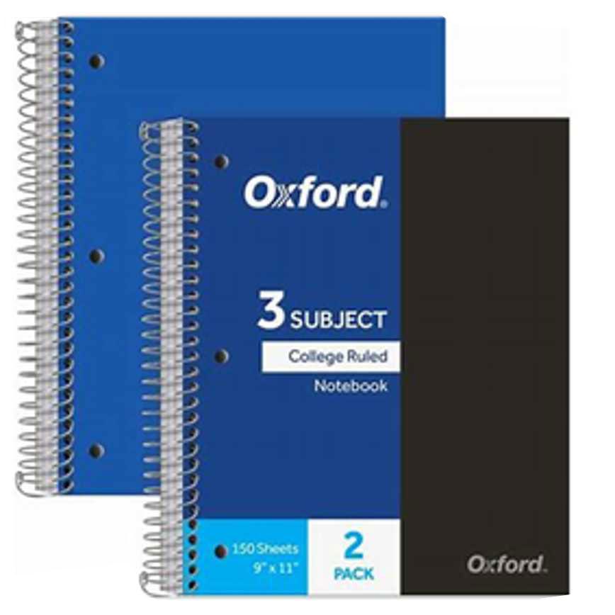 Oxford 3 Subject Notebooks 2 pk.