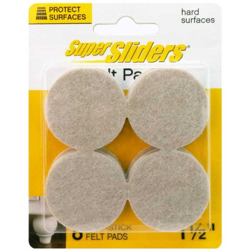 Super Sliders Round Felt Pads 8 pc. 1.5"