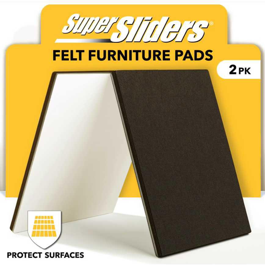 Super Sliders Square Felt Furniture Pads 2 pc. 3.5" x 6" 