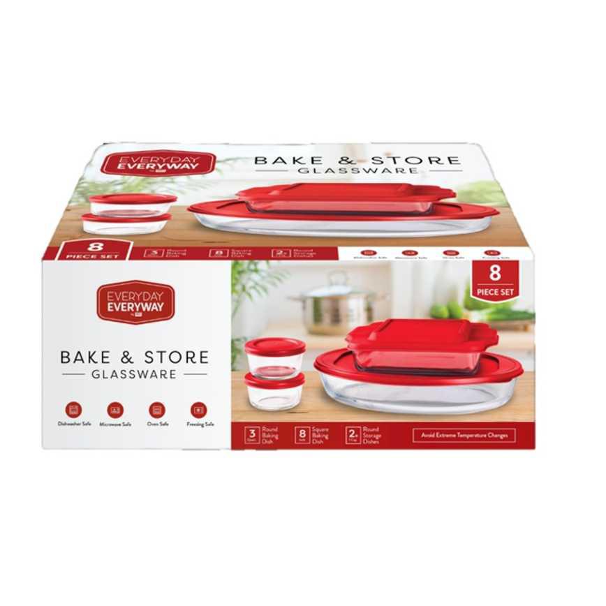 Everyday Everyway Bake &amp; Store Glassware Set 8 pc.