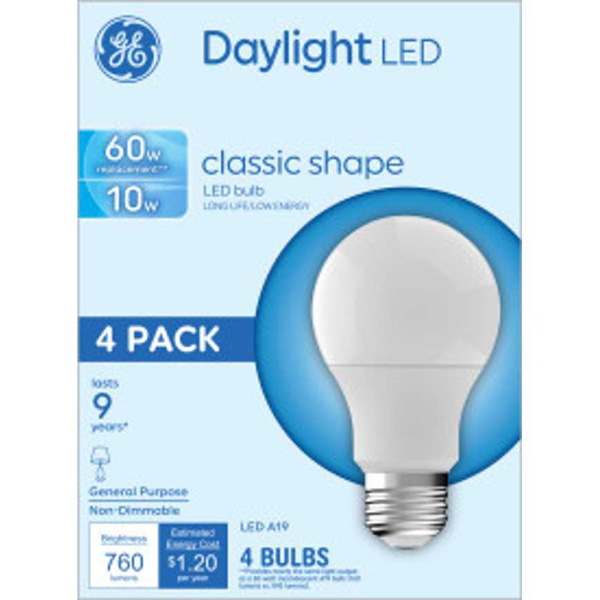 General Electric Daylight LED 69W A19 Lightbulbs 4 pk.