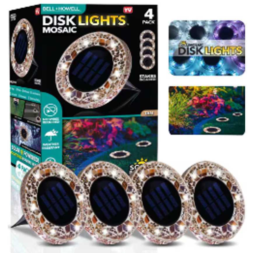 As Seen On TV Mosaic Solar Disk Lights 4 pk.