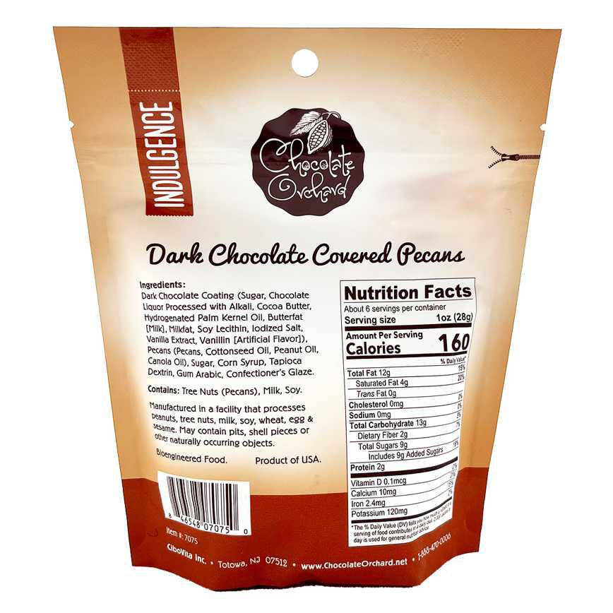 Chocolate Orchard Dark Chocolate Covered Pecans 6 oz.