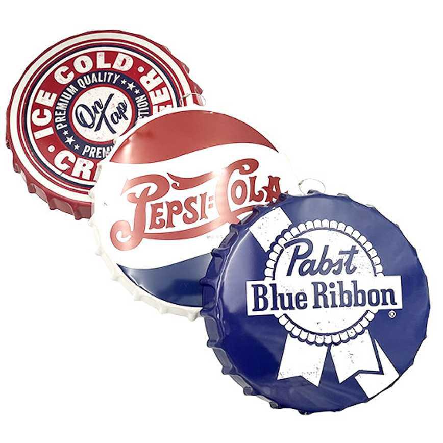 Metal Bottle Cap Signs 16"
