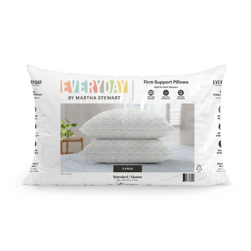 Everyday by Martha Stewart Standard Bed Pillow Firm Queen 2 pk.