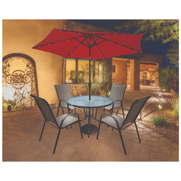 discount umbrellas patio Sarasota Breeze Solar Steel Market Umbrella 9'