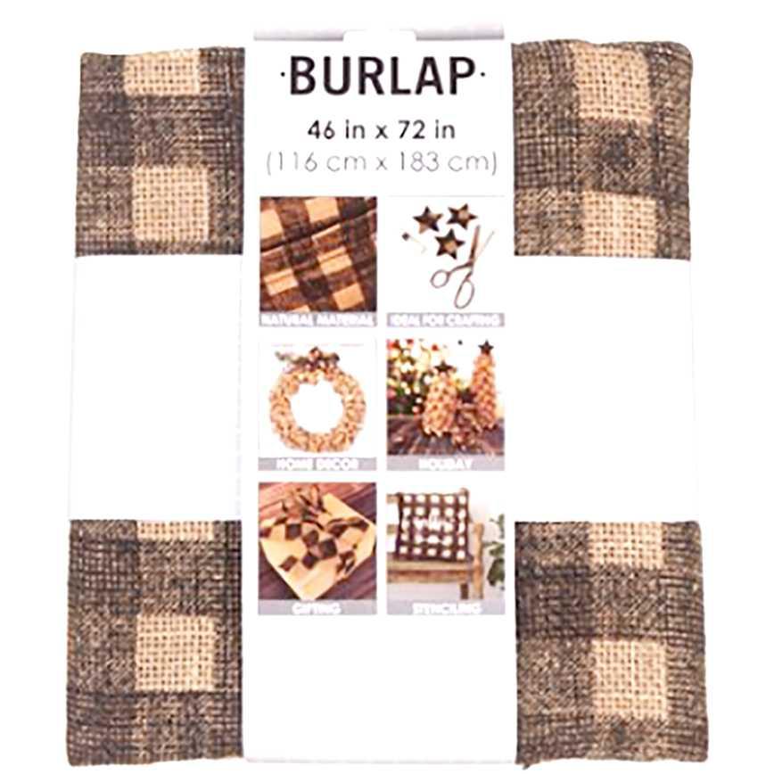 Precut Craft Burlap Black Buffalo Checkered 46" x 72"