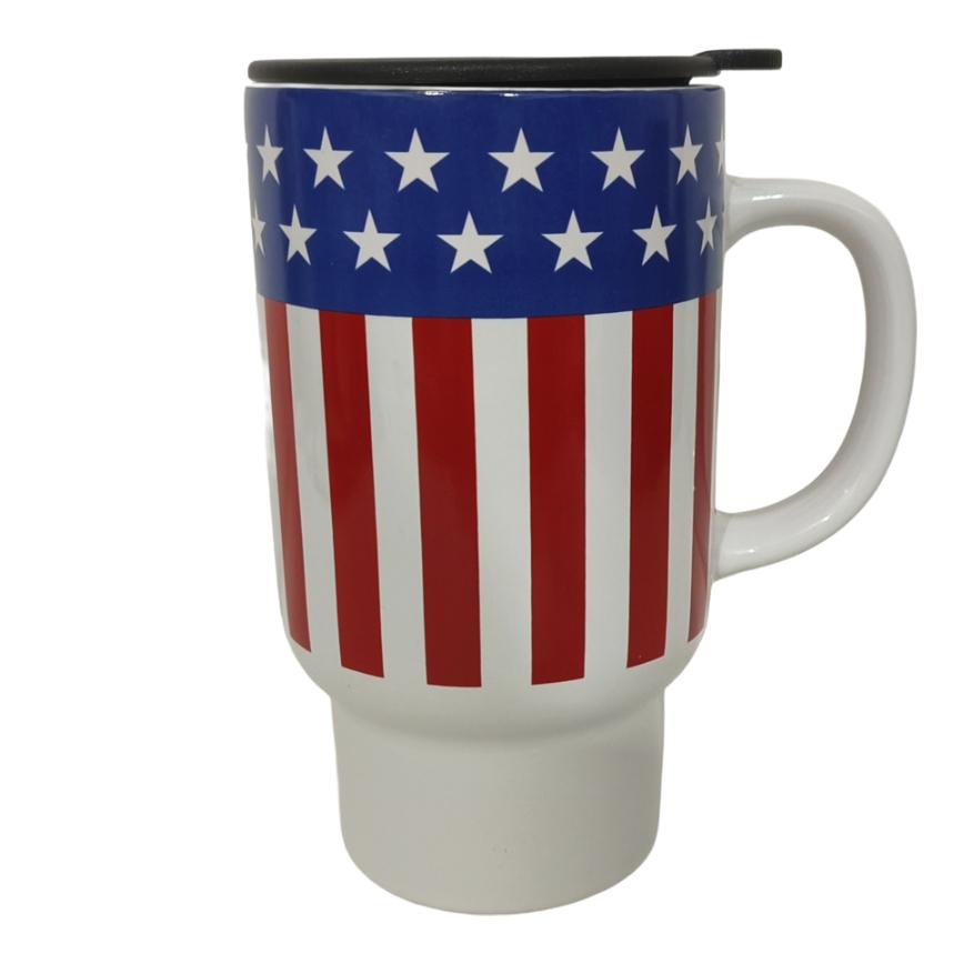 Patriotic Ceramic Travel Mug 18 oz.