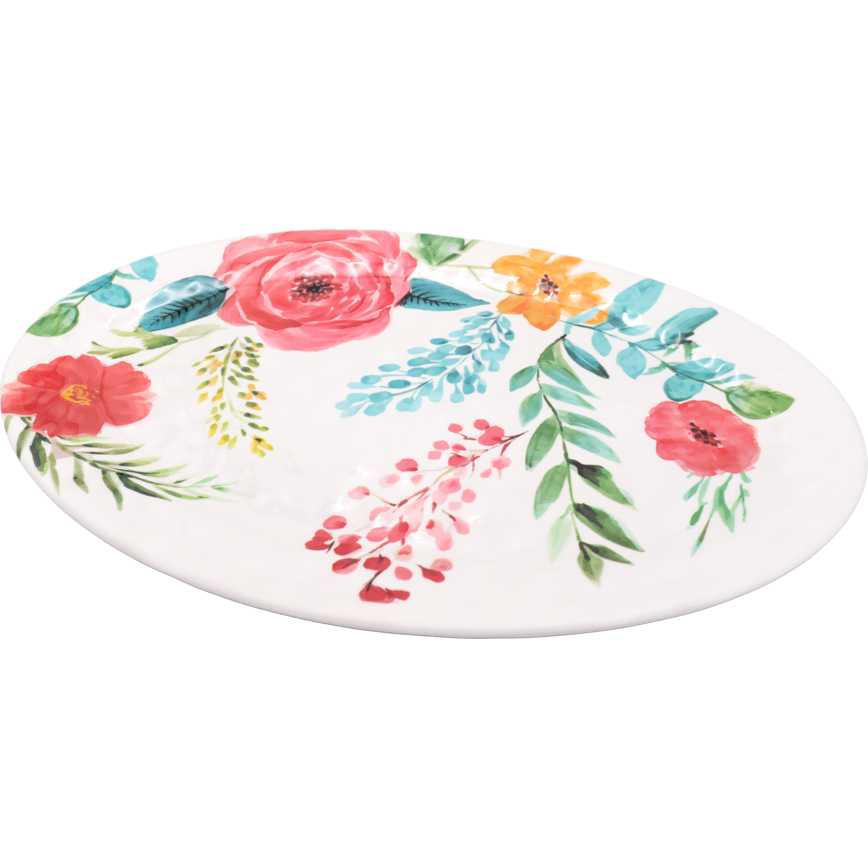 Oval Serving Tray Floral 20"