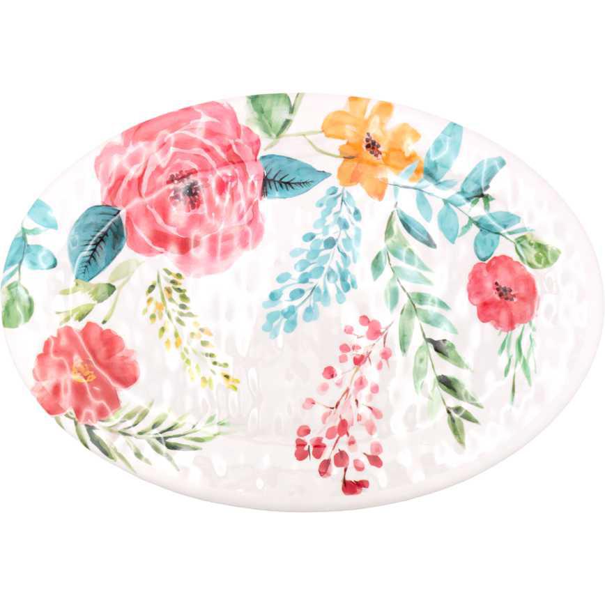 Oval Serving Tray Floral 20"