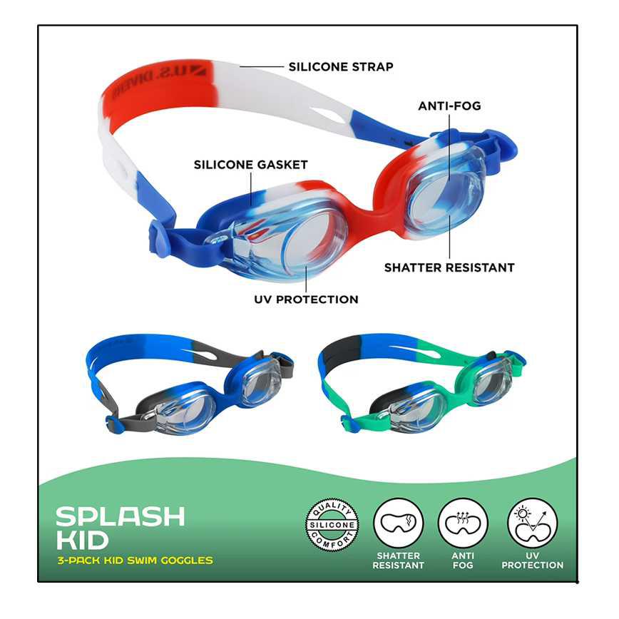 US Diver Kids' Swimming Goggles 3 pk.
