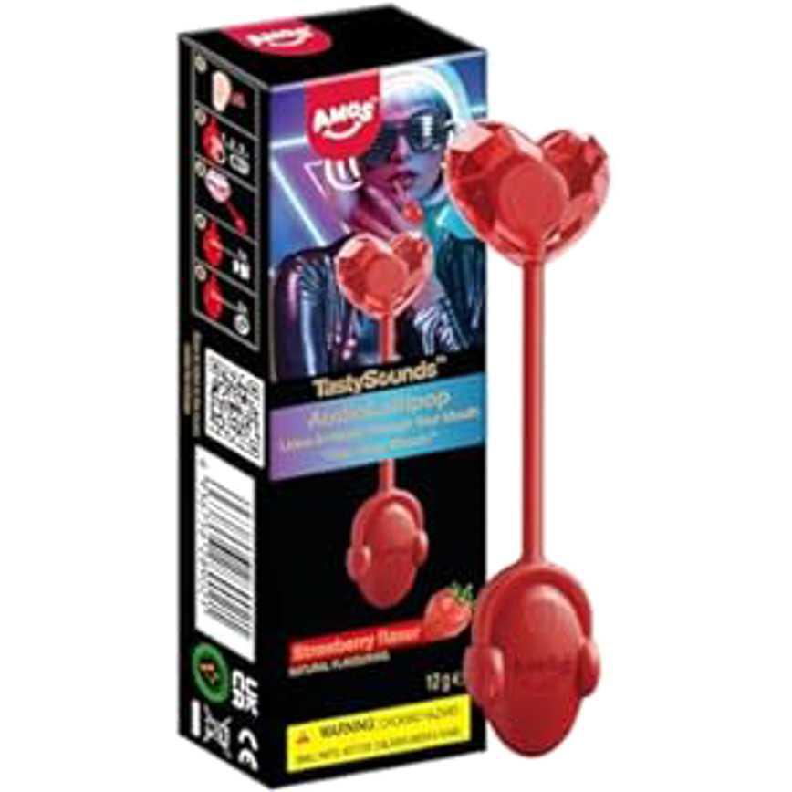 Amos TastySound Pops Strawberry 0.42 oz.