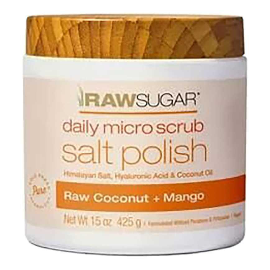 Raw Sugar Daily Micro Scrub Salt Polish Raw Coconut + Mango 15 oz.