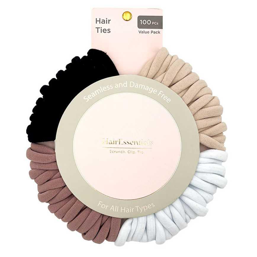 Hair Essentials Seamless Hair Ties Multi-Color 100 pc.