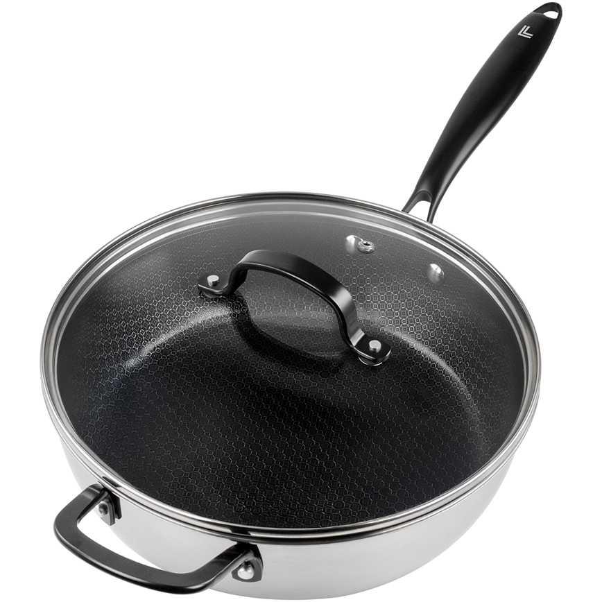 Sharper Image Tri-Ply Deep Frying Pan With Lid 3.3 qt.