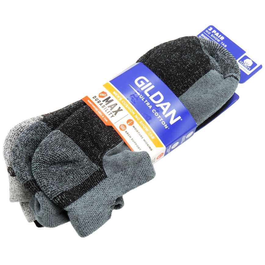 Gildan Men's Cushion No-Show Socks 3 pk.