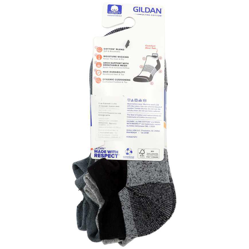 Gildan Men's Cushion No-Show Socks 3 pk.