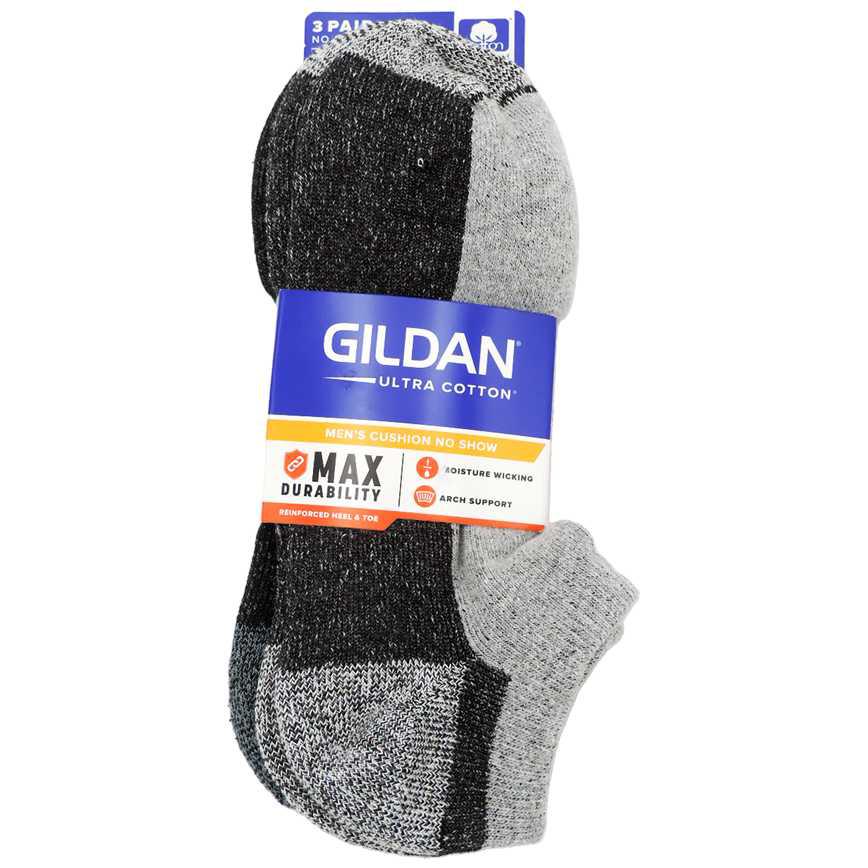 Gildan Men's Cushion No-Show Socks 3 pk.