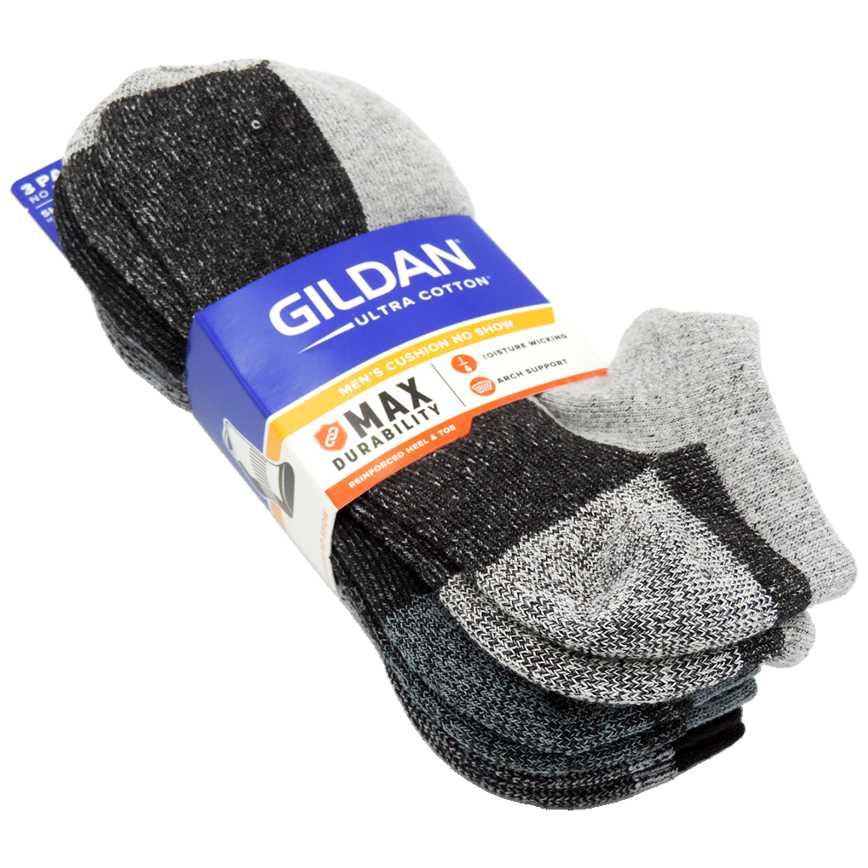 Gildan Men's Cushion No-Show Socks 3 pk.