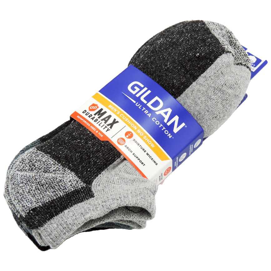 Gildan Men's Cushion No-Show Socks 3 pk.