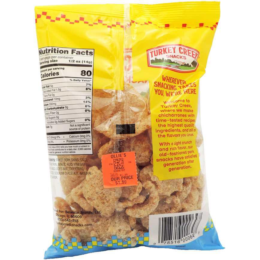 Turkey Creek Snacks Pork Rinds Salt & Vinegar 4 oz.