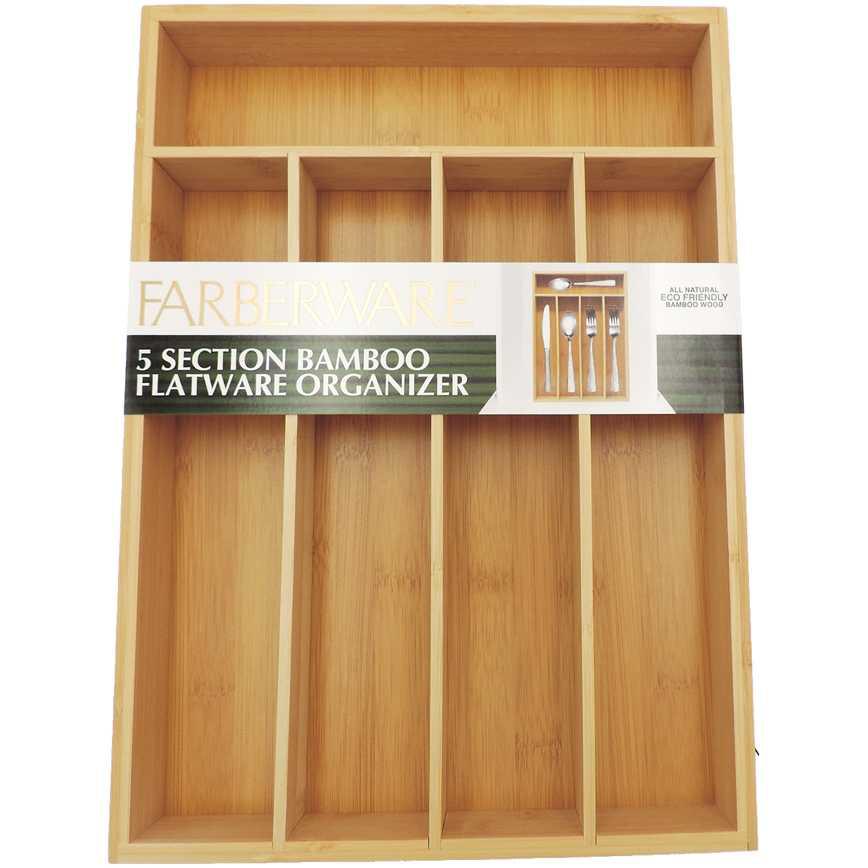 Farberware 5-Compartment Bamboo Flatware Tray