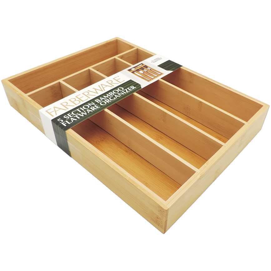 Farberware 5-Compartment Bamboo Flatware Tray