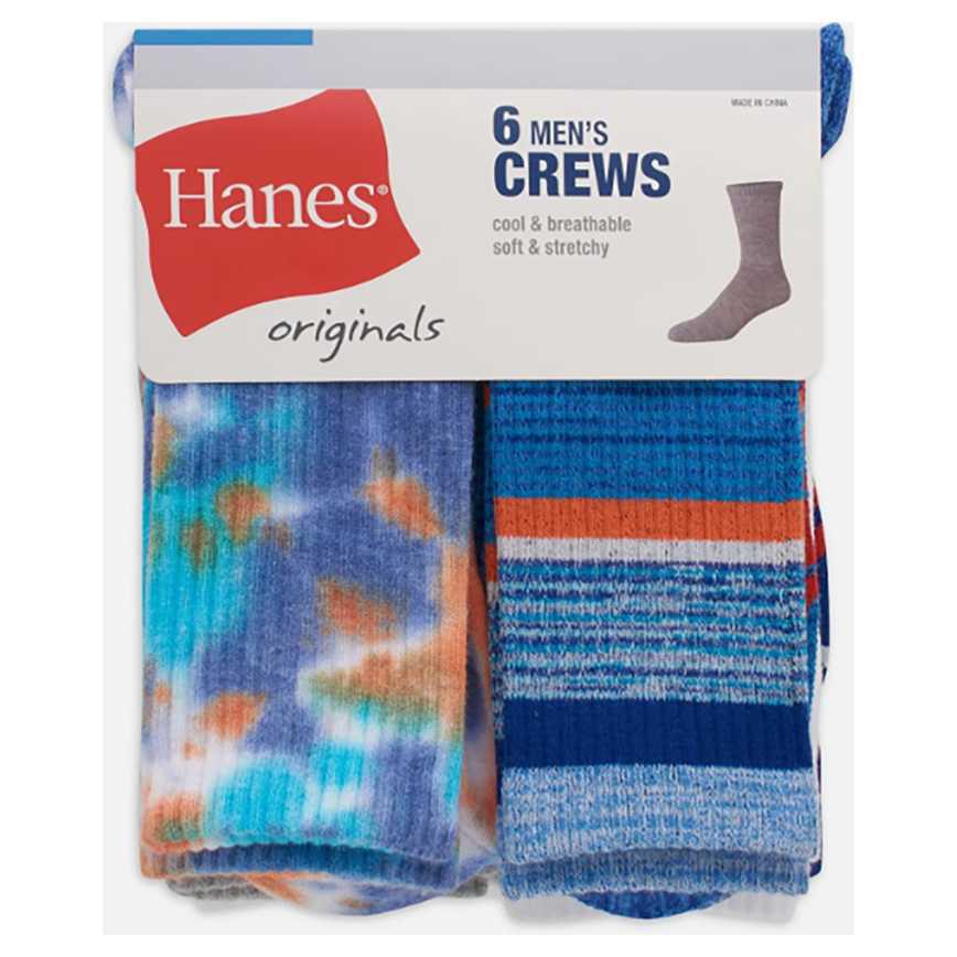 Hanes Men's Crew Socks Blue 6 pk.
