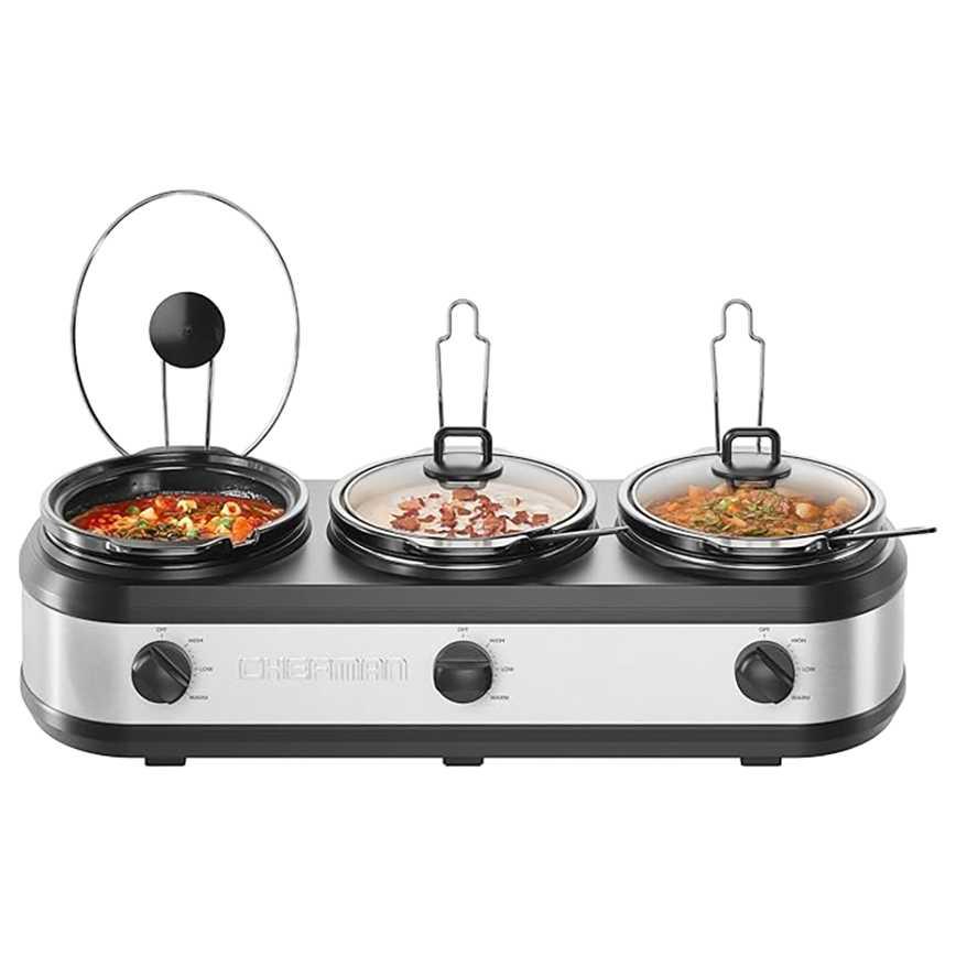 Chefman Triple Slow Cooker With Lids