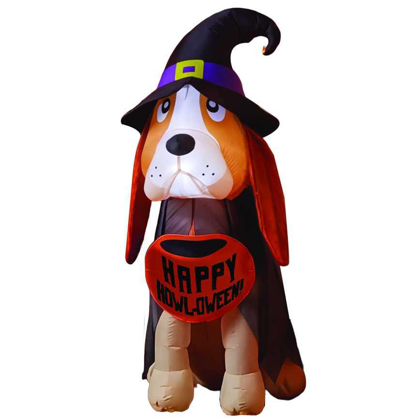 Lighted Halloween Inflatables Hound Witch 4'