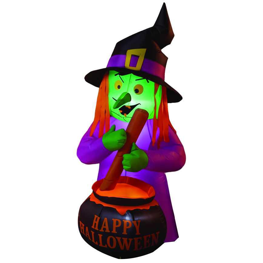 Lighted Halloween Inflatable Witch Cauldron 4 ft.