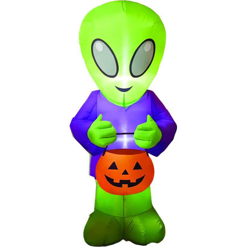 Lighted Halloween Inflatable Alien 4 ft.