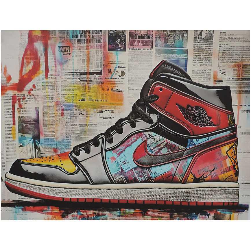 Vibrant Graffiti-Style Air Jordan 1 Canvas 18" x 18"