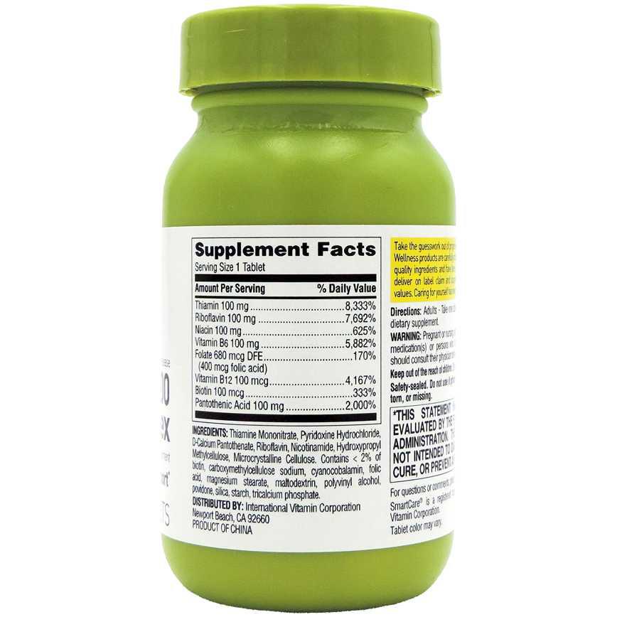 Smartcare Wellness Vitamin B100 Complex Supplement 60 ct.