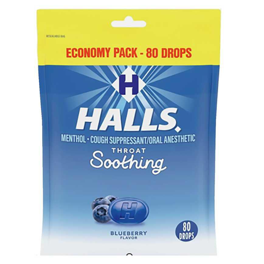 Halls Cough Drops Blueberry 80 pk.