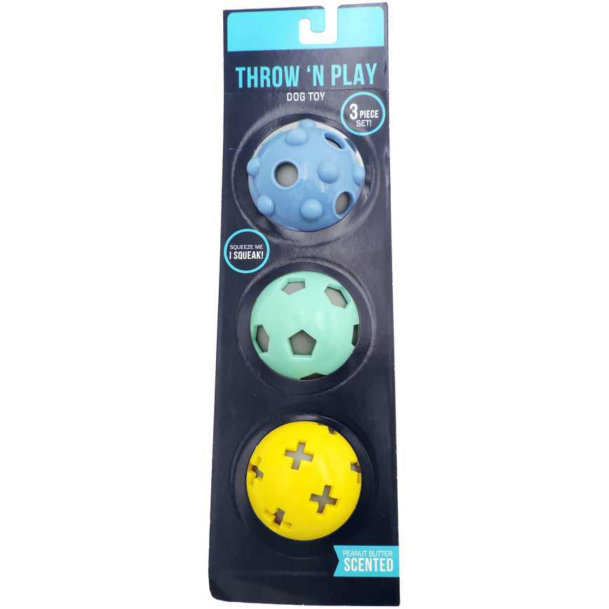 Famous Maker Throw 'N Play Dog Toy 3 pk.